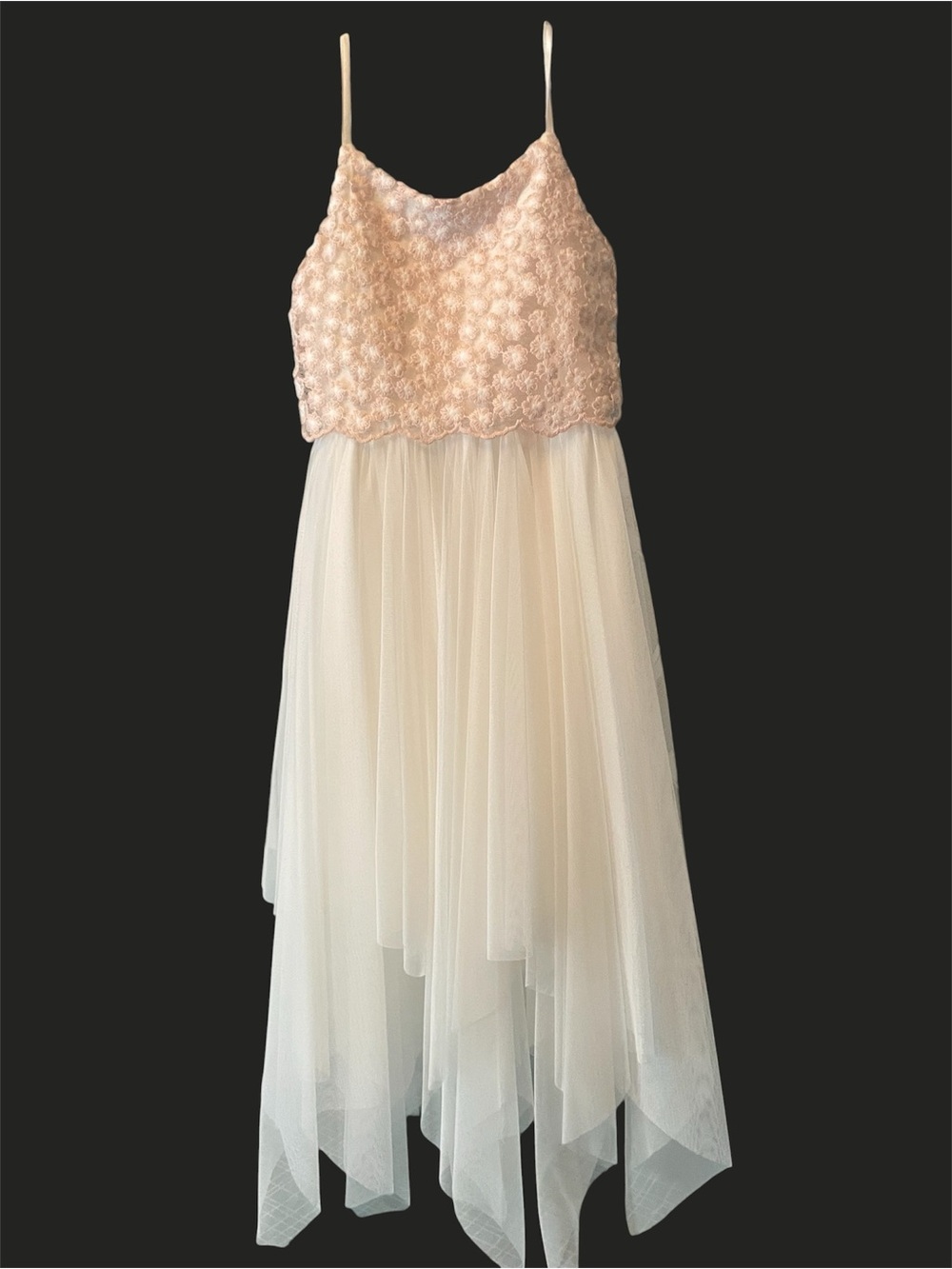 Girls' Pink Lace Bodice Tulle Dress - Elegant Party Dress Size 8 like new